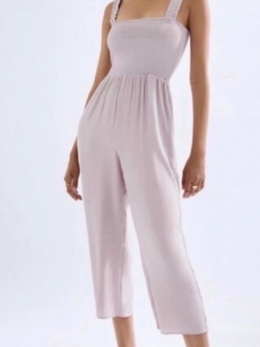 Wilfred Chianti Smocked Strap Wide-Leg Jumpsuit in Light Pink Small